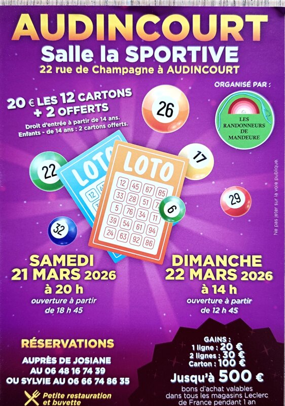 LOTO SALLE LA SPORTIVE AUDINCOURT