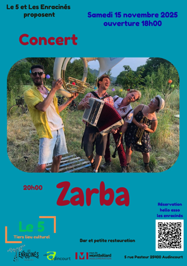 Concert Zarba le samedi 15 novembre 2025 - 20h00