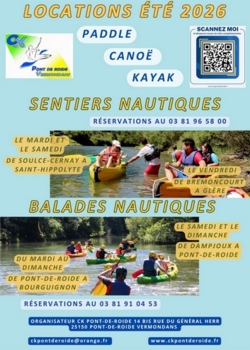 LOCATIONS ÉTÉ 2026 PADDLE CANOË KAYAK