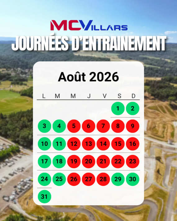 📅 CALENDRIER DES ENTRAÎNEMENTS – AOÛT 2026
