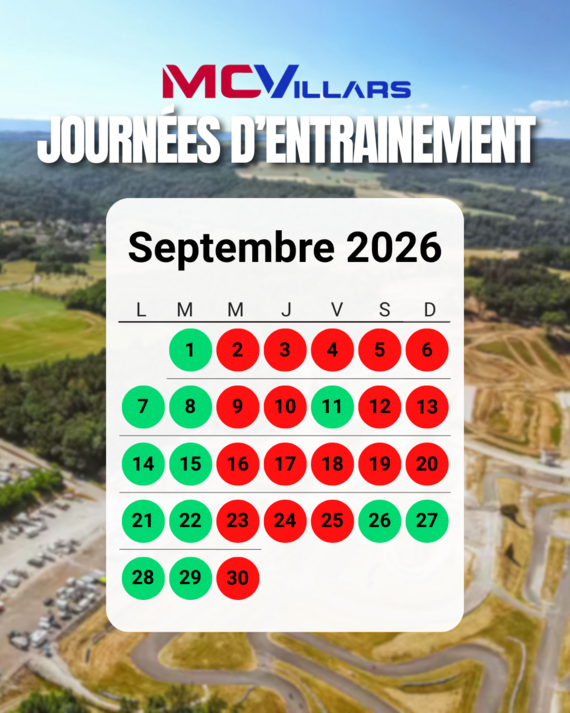 📅 CALENDRIER DES ENTRAÎNEMENTS – SEPTEMBRE 2026
